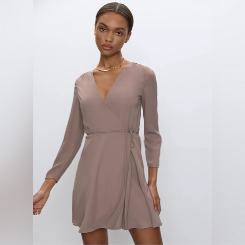Babaton longsleeve mini wrap dress